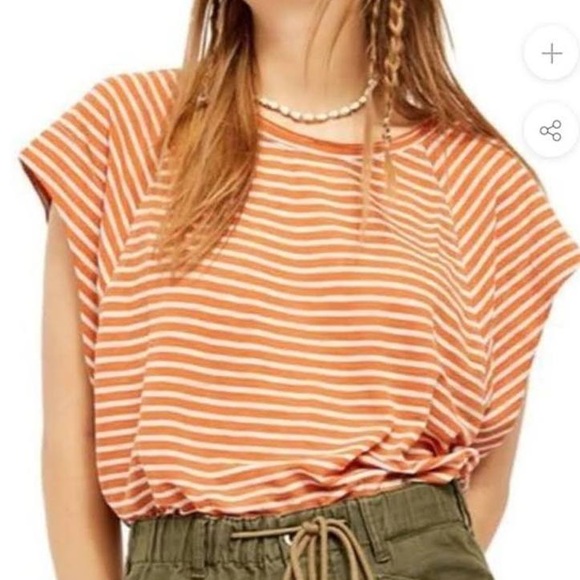 Free People - We The Free Halo Striped T-Shirt in copper XS - Picture 2 of 9